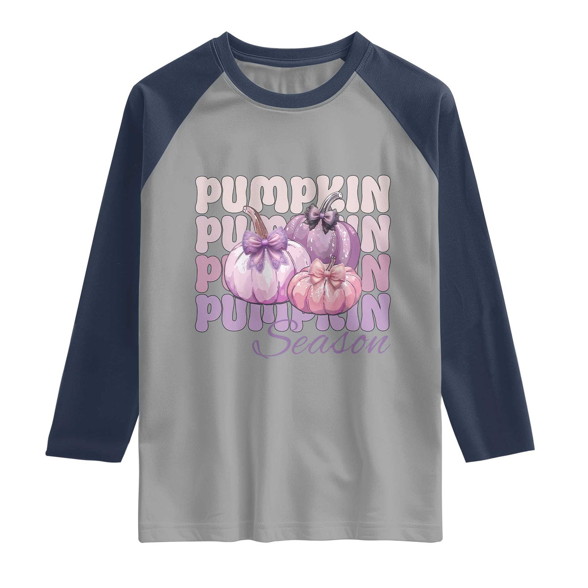 Cute Pumpkins Season with Bows Coquette Autumn Vibes Raglan Shirt