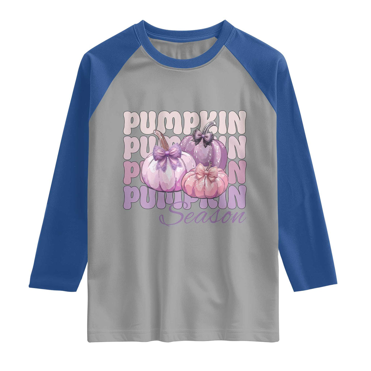 Cute Pumpkins Season with Bows Coquette Autumn Vibes Raglan Shirt