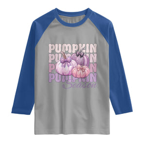 Cute Pumpkins Season with Bows Coquette Autumn Vibes Raglan Shirt