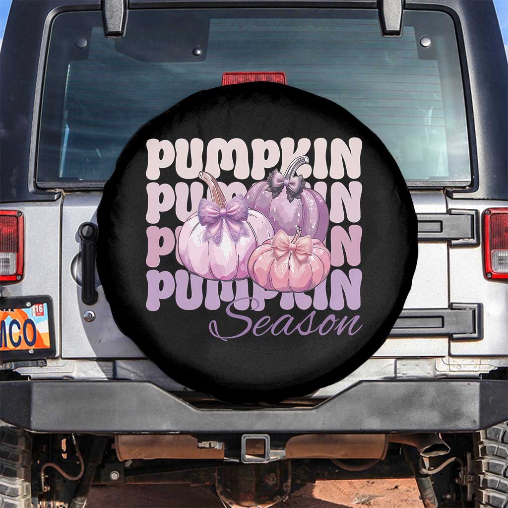 Cute Pumpkins Season with Bows Coquette Autumn Vibes Spare Tire Cover
