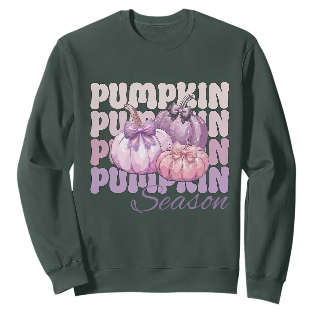 Cute Pumpkins Season with Bows Coquette Autumn Vibes Sweatshirt