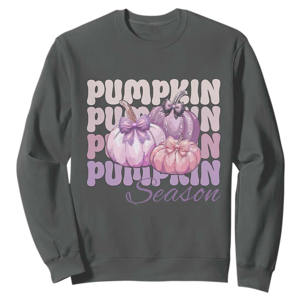 Cute Pumpkins Season with Bows Coquette Autumn Vibes Sweatshirt