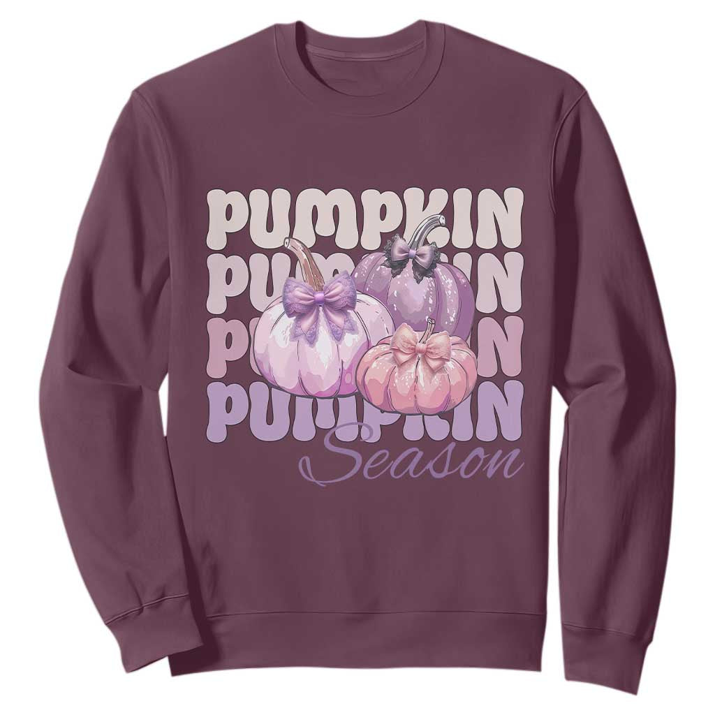 Cute Pumpkins Season with Bows Coquette Autumn Vibes Sweatshirt