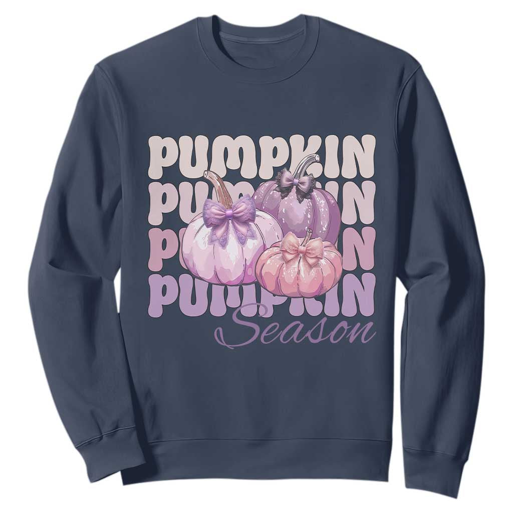Cute Pumpkins Season with Bows Coquette Autumn Vibes Sweatshirt