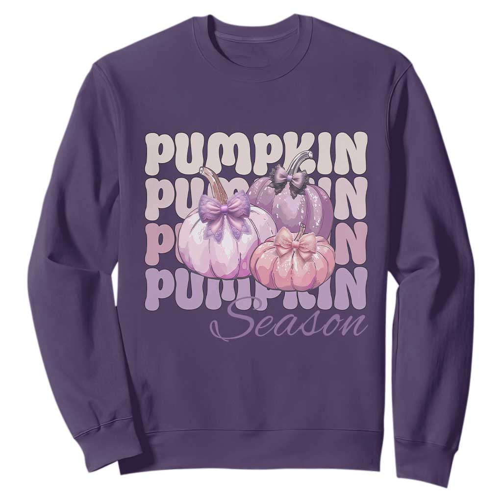 Cute Pumpkins Season with Bows Coquette Autumn Vibes Sweatshirt