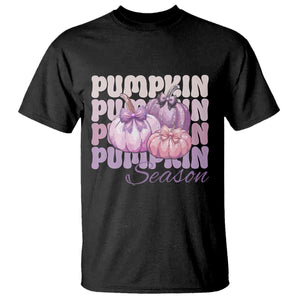 Cute Pumpkins Season with Bows Coquette Autumn Vibes T Shirt