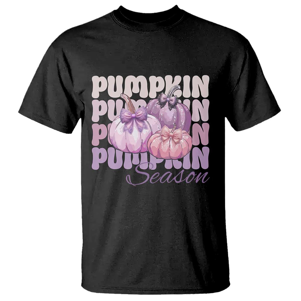 Cute Pumpkins Season with Bows Coquette Autumn Vibes T Shirt