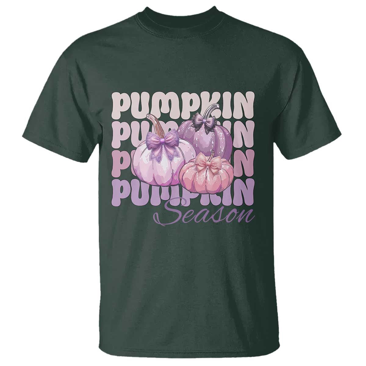 Cute Pumpkins Season with Bows Coquette Autumn Vibes T Shirt
