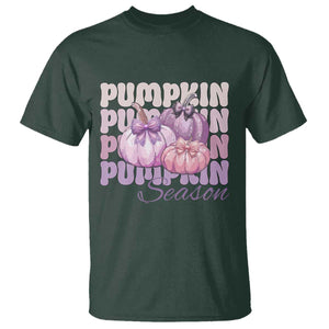 Cute Pumpkins Season with Bows Coquette Autumn Vibes T Shirt