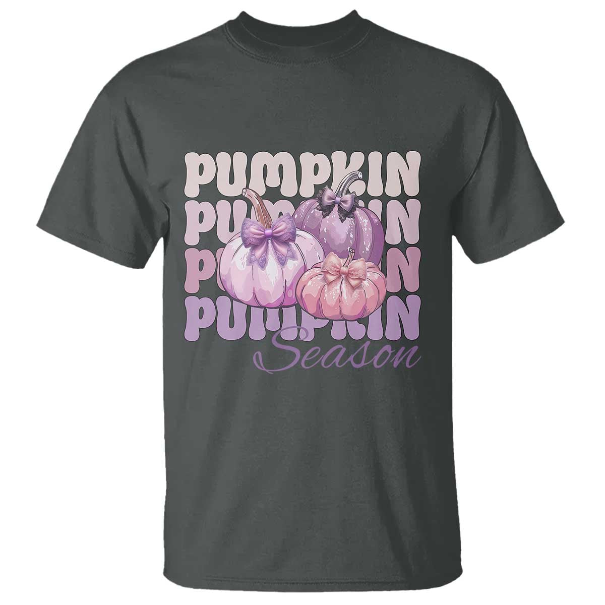 Cute Pumpkins Season with Bows Coquette Autumn Vibes T Shirt