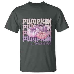 Cute Pumpkins Season with Bows Coquette Autumn Vibes T Shirt