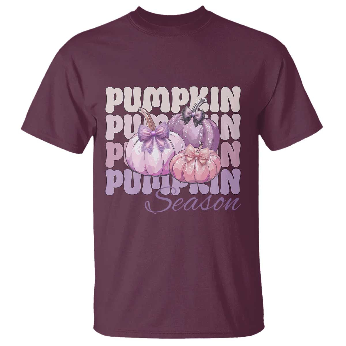 Cute Pumpkins Season with Bows Coquette Autumn Vibes T Shirt