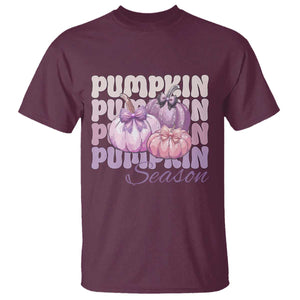 Cute Pumpkins Season with Bows Coquette Autumn Vibes T Shirt