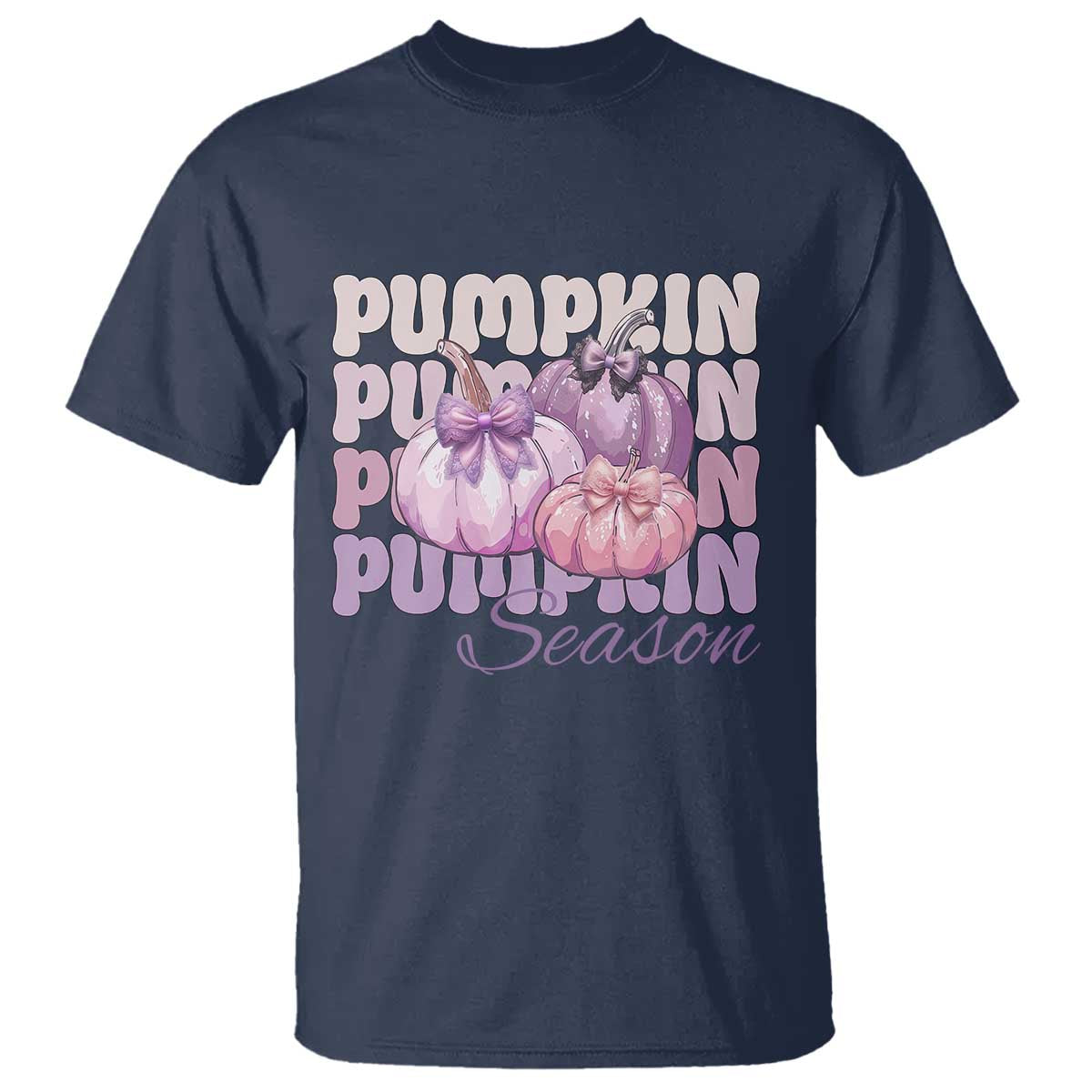 Cute Pumpkins Season with Bows Coquette Autumn Vibes T Shirt
