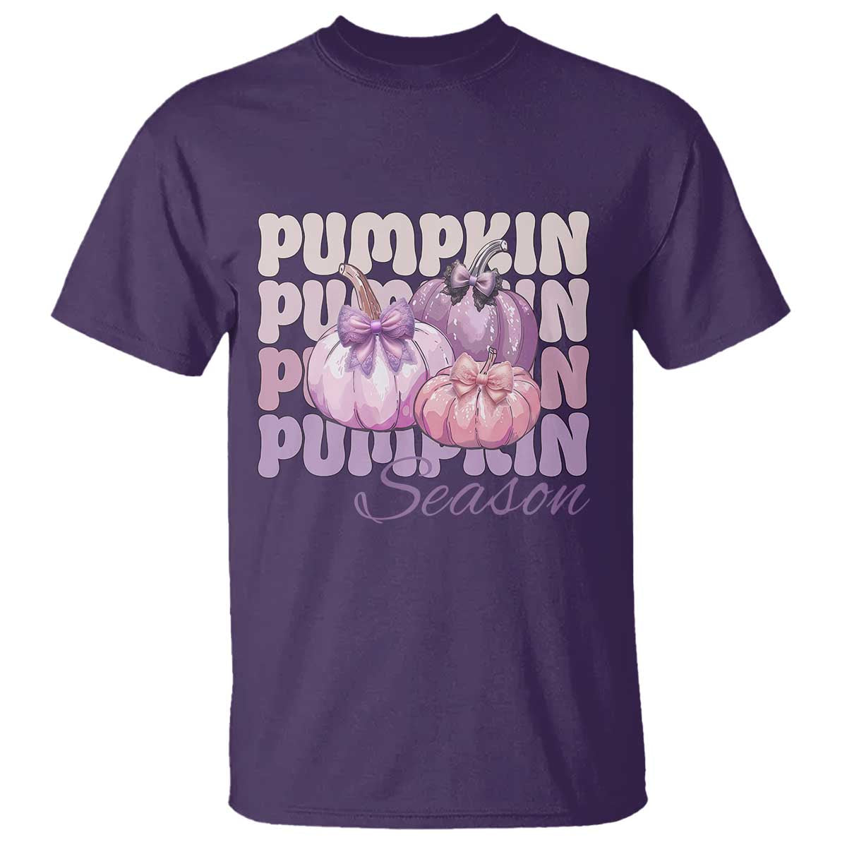 Cute Pumpkins Season with Bows Coquette Autumn Vibes T Shirt