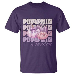 Cute Pumpkins Season with Bows Coquette Autumn Vibes T Shirt