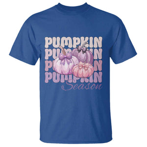 Cute Pumpkins Season with Bows Coquette Autumn Vibes T Shirt