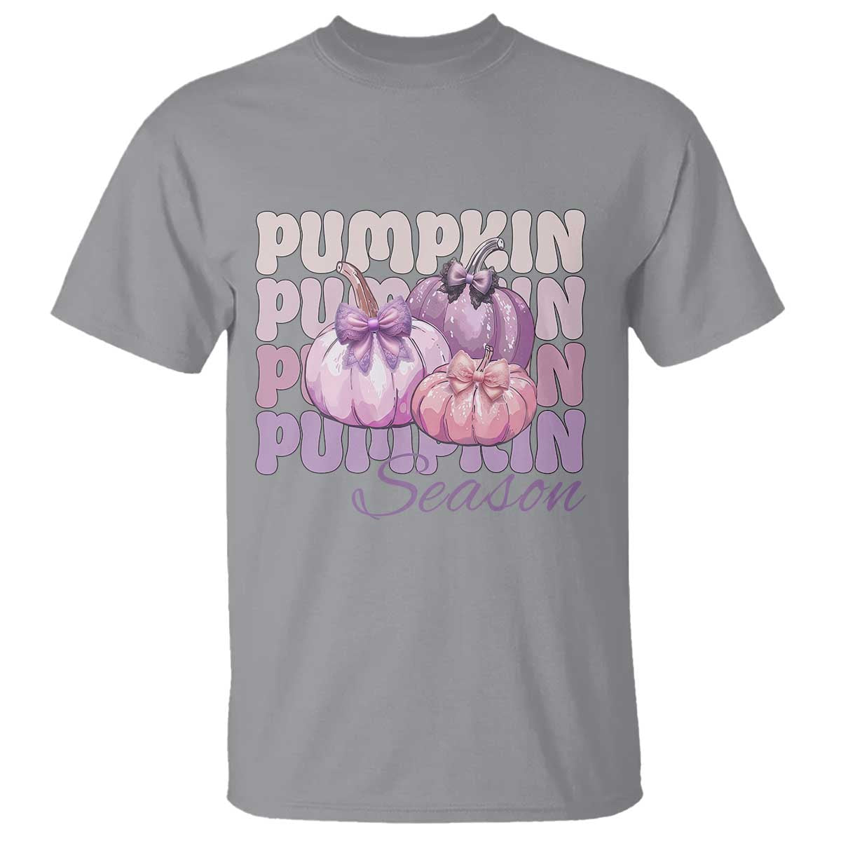 Cute Pumpkins Season with Bows Coquette Autumn Vibes T Shirt