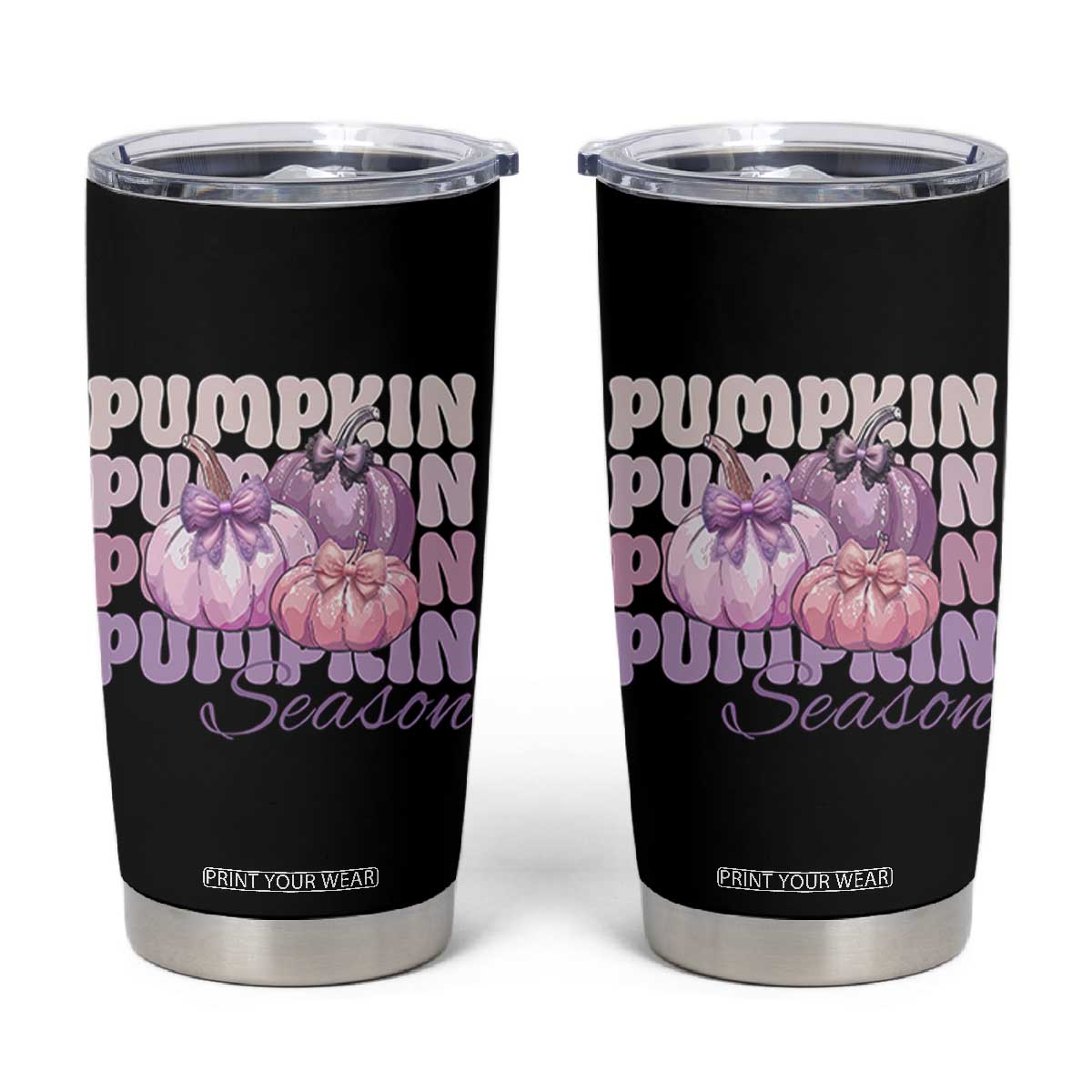Cute Pumpkins Season with Bows Coquette Autumn Vibes Tumbler Cup