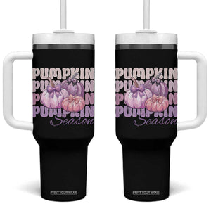 Cute Pumpkins Season with Bows Coquette Autumn Vibes Tumbler With Handle