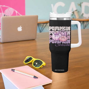 Cute Pumpkins Season with Bows Coquette Autumn Vibes Tumbler With Handle