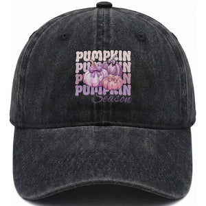 Cute Pumpkins Season with Bows Coquette Autumn Vibes Washed Cotton Baseball Cap