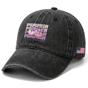 Cute Pumpkins Season with Bows Coquette Autumn Vibes Washed Cotton Baseball Cap