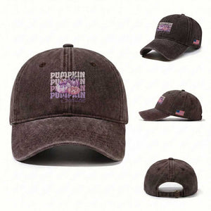 Cute Pumpkins Season with Bows Coquette Autumn Vibes Washed Cotton Baseball Cap