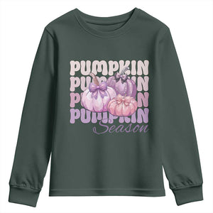 Cute Pumpkins Season with Bows Coquette Autumn Vibes Youth Sweatshirt
