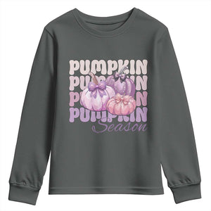 Cute Pumpkins Season with Bows Coquette Autumn Vibes Youth Sweatshirt