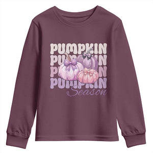 Cute Pumpkins Season with Bows Coquette Autumn Vibes Youth Sweatshirt