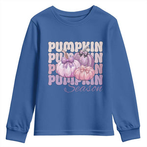 Cute Pumpkins Season with Bows Coquette Autumn Vibes Youth Sweatshirt