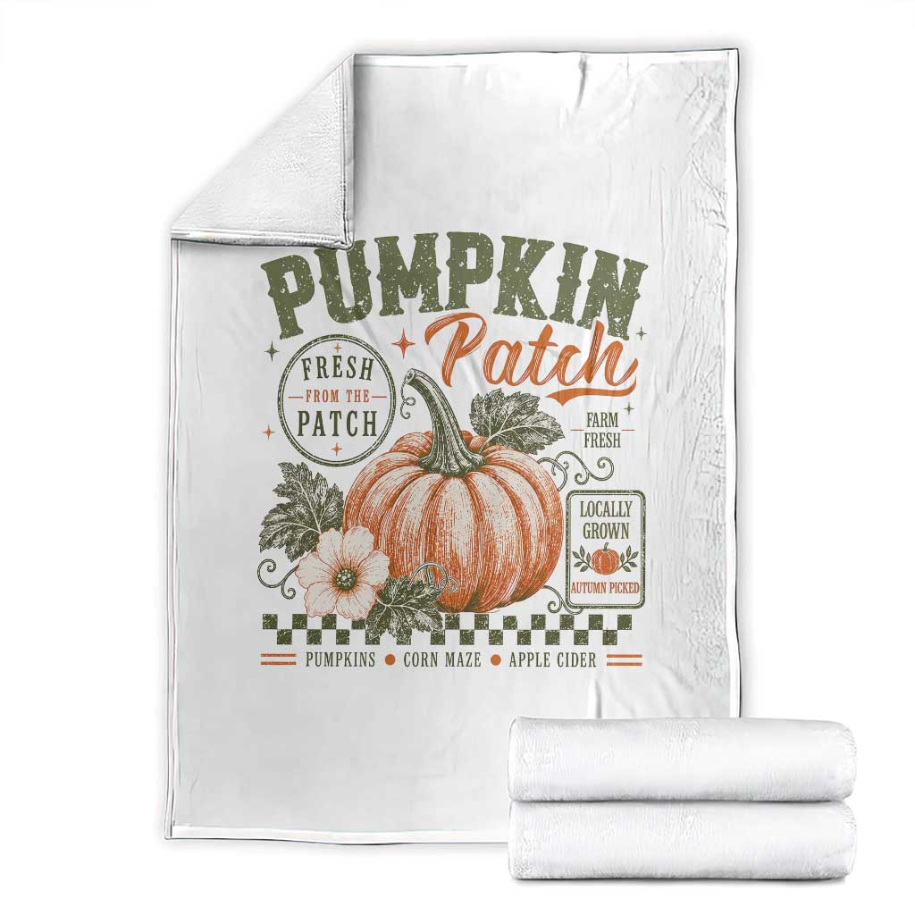 Vintage Pumpkin Patch Farm Fresh Throw Blanket Rustic Farmhouse Locally Grown Autumn Fall Gift