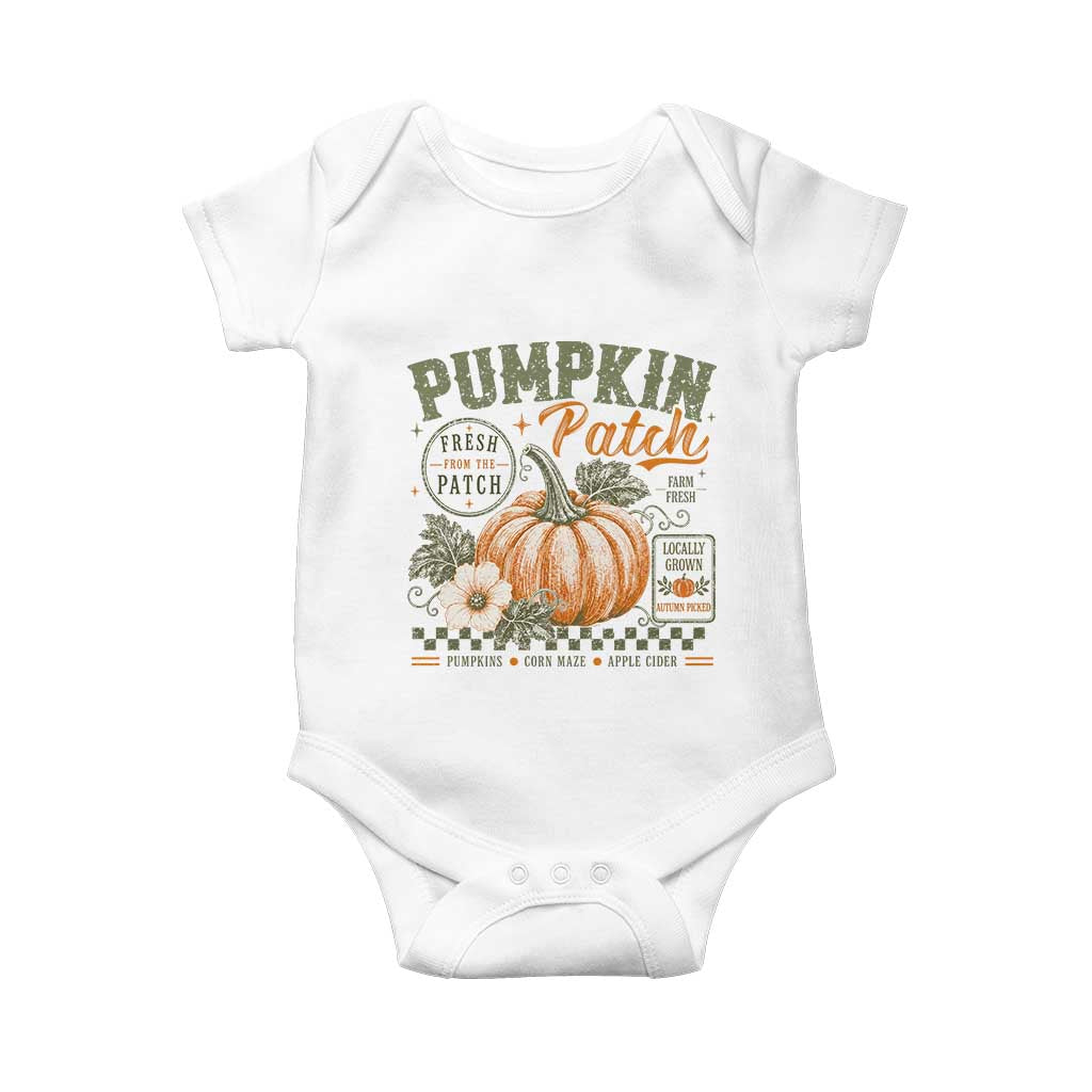 Vintage Pumpkin Patch Farm Fresh Baby Onesie Rustic Farmhouse Locally Grown Autumn Fall Gift