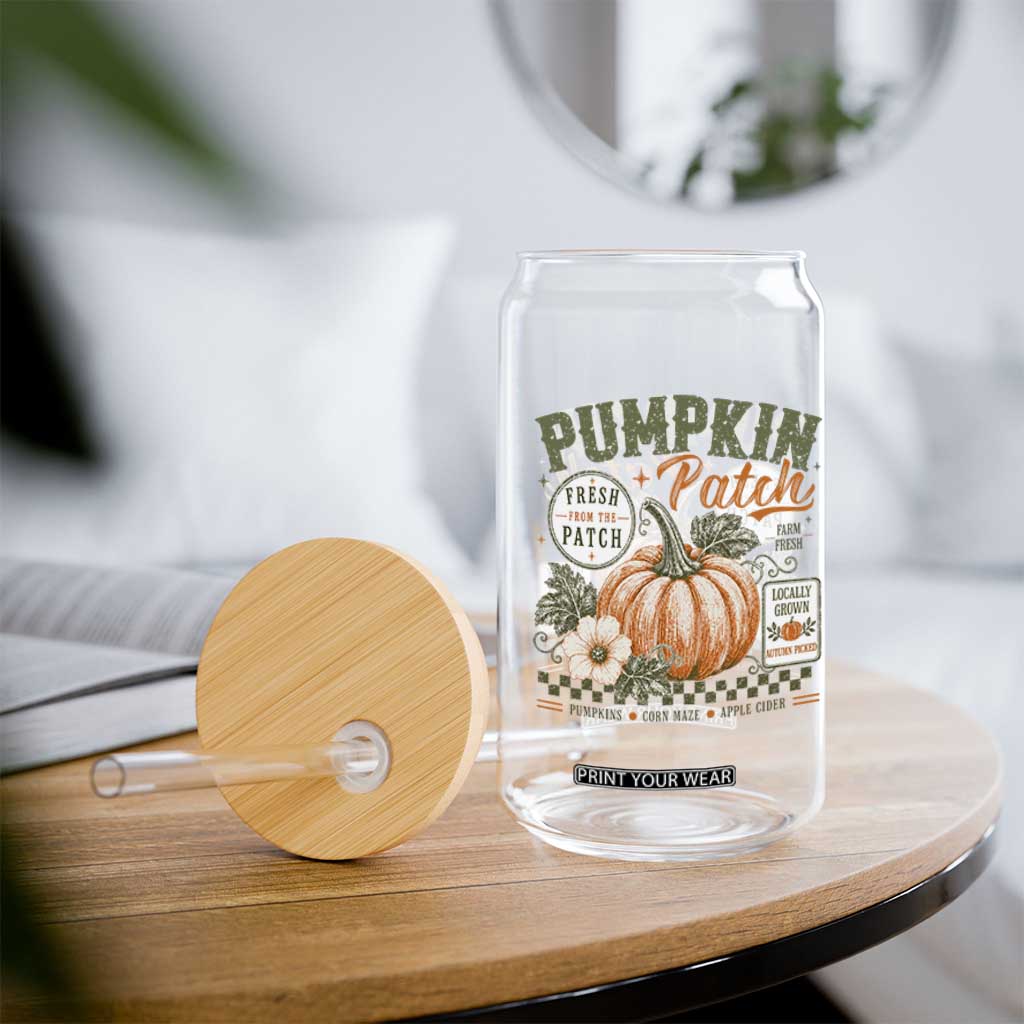 Vintage Pumpkin Patch Farm Fresh Glass Can Rustic Farmhouse Locally Grown Autumn Fall Gift