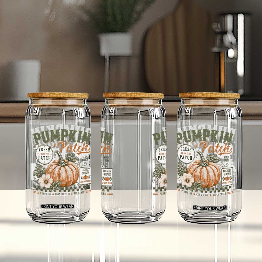 Vintage Pumpkin Patch Farm Fresh Glass Can Rustic Farmhouse Locally Grown Autumn Fall Gift