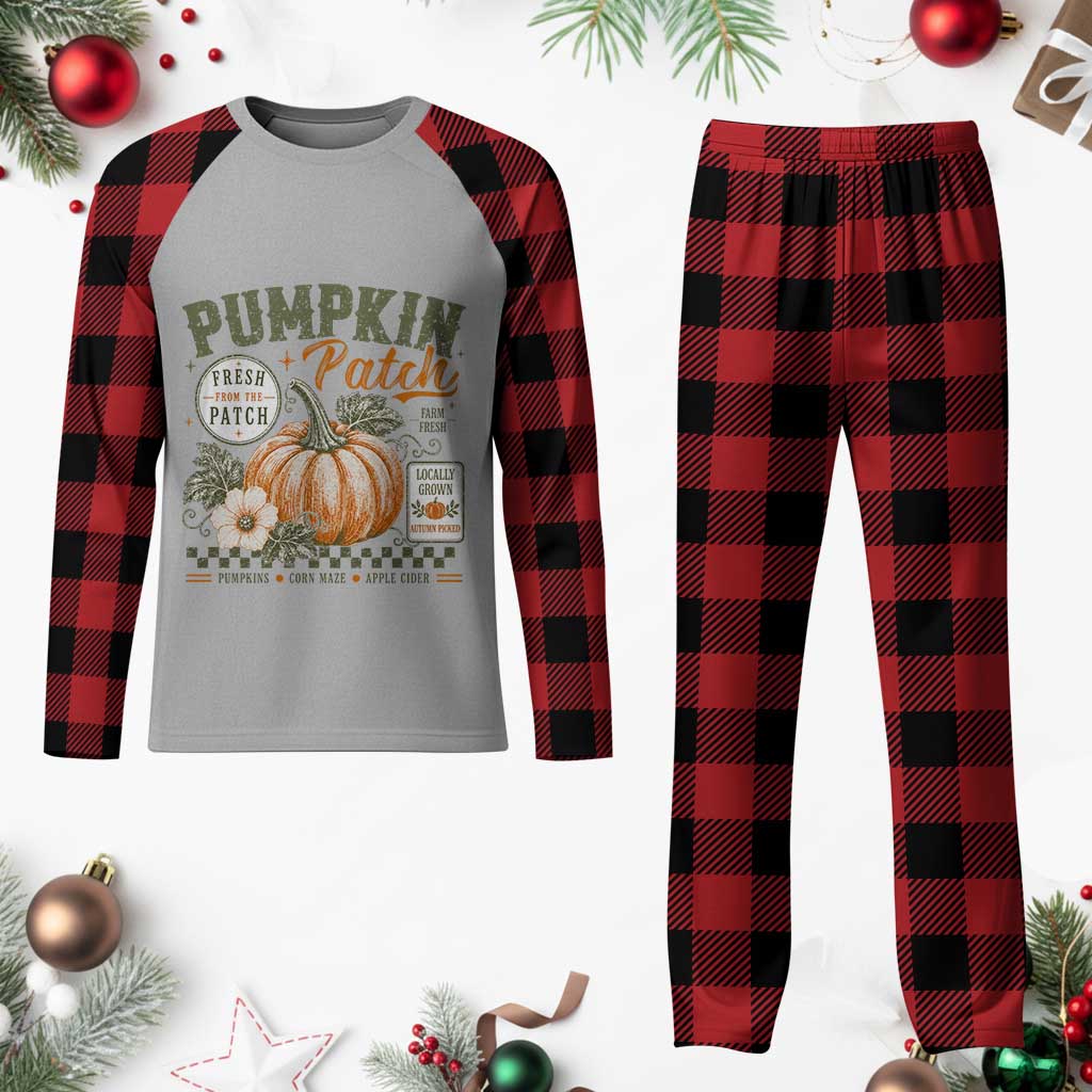Vintage Pumpkin Patch Farm Fresh Plaid Pajama Set Rustic Farmhouse Locally Grown Autumn Fall Gift