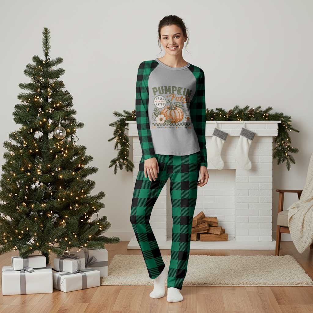 Vintage Pumpkin Patch Farm Fresh Plaid Pajama Set Rustic Farmhouse Locally Grown Autumn Fall Gift
