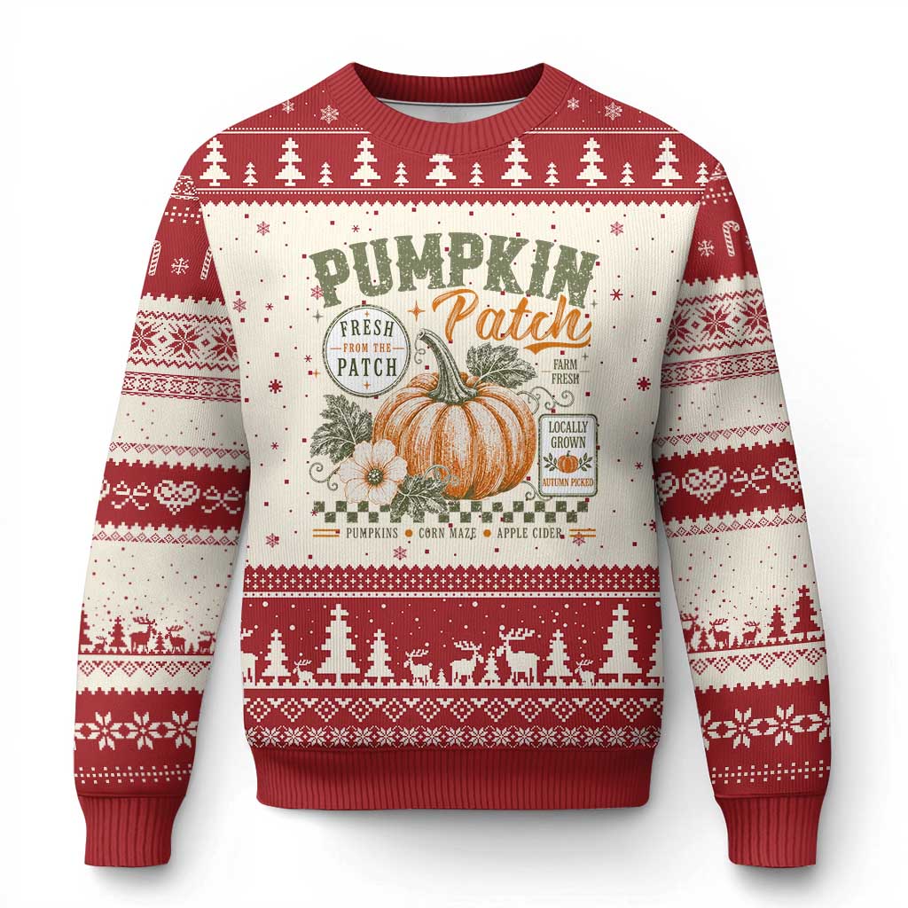 Vintage Pumpkin Patch Farm Fresh Ugly Christmas Sweater Rustic Farmhouse Locally Grown Autumn Fall Gift
