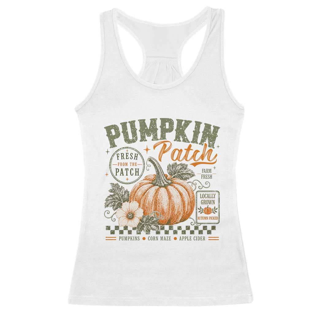 Vintage Pumpkin Patch Farm Fresh Racerback Tank Top Rustic Farmhouse Locally Grown Autumn Fall Gift