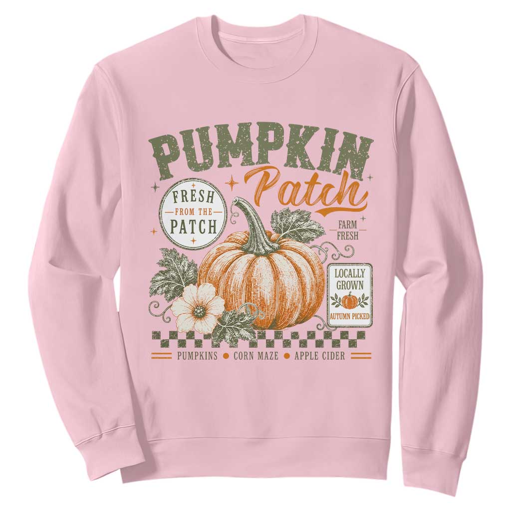 Vintage Pumpkin Patch Farm Fresh Sweatshirt Rustic Farmhouse Locally Grown Autumn Fall Gift