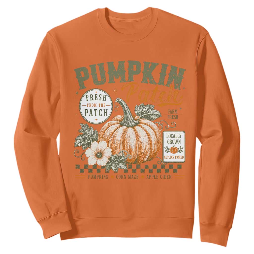 Vintage Pumpkin Patch Farm Fresh Sweatshirt Rustic Farmhouse Locally Grown Autumn Fall Gift