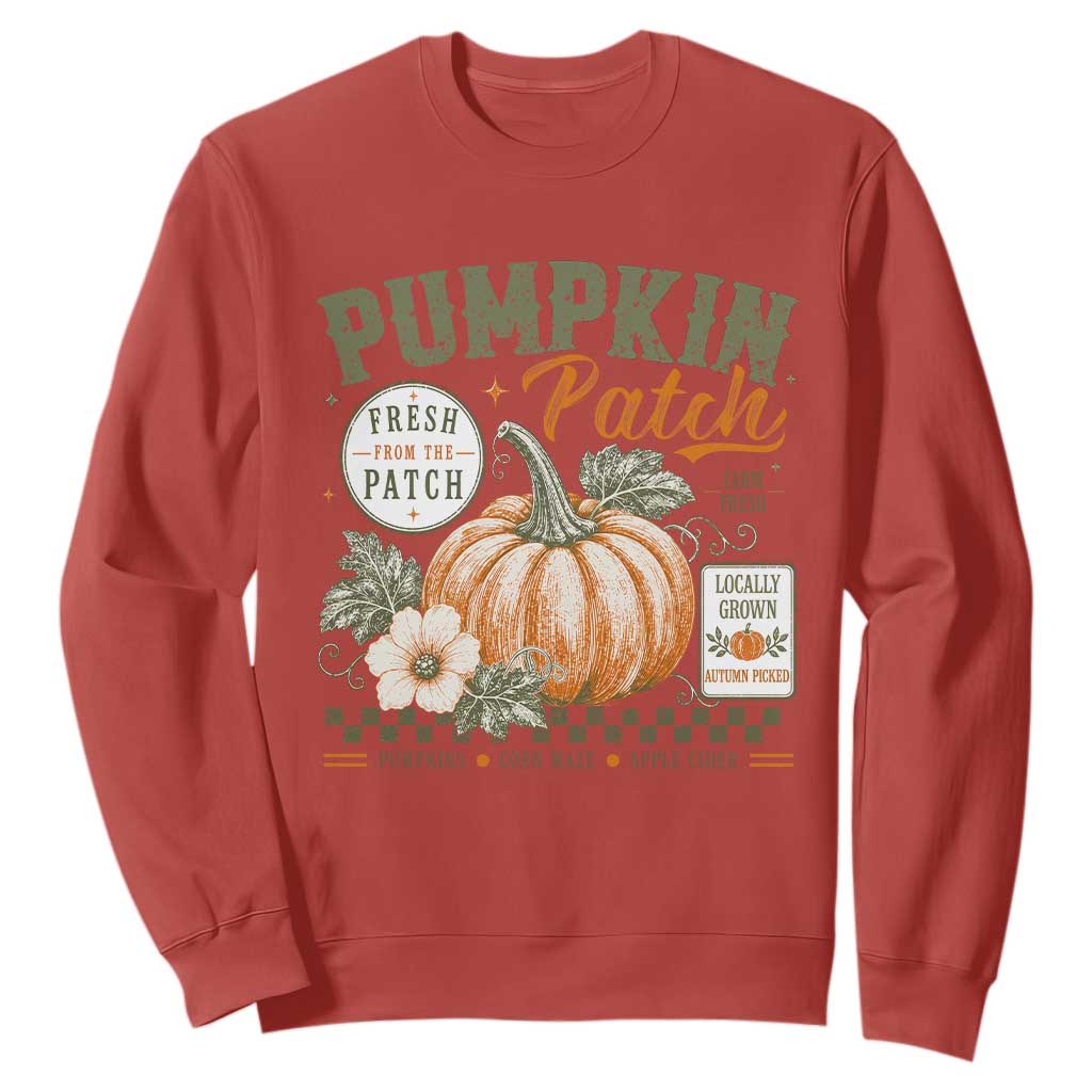 Vintage Pumpkin Patch Farm Fresh Sweatshirt Rustic Farmhouse Locally Grown Autumn Fall Gift