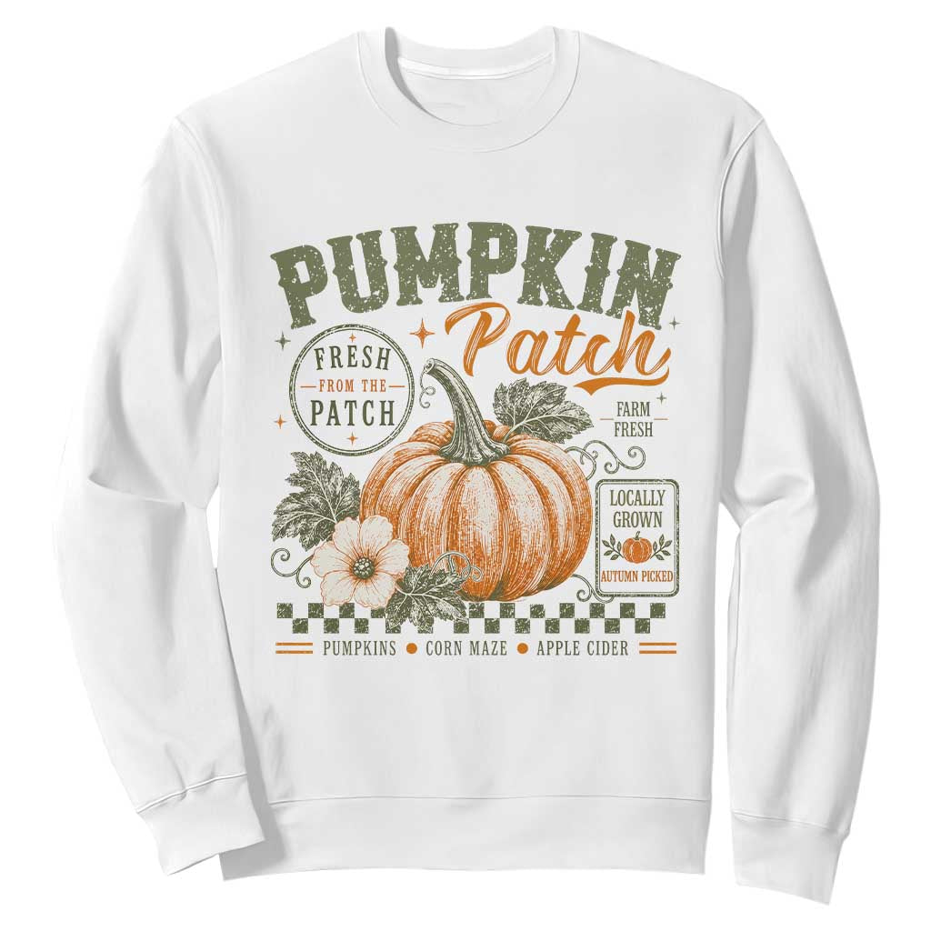 Vintage Pumpkin Patch Farm Fresh Sweatshirt Rustic Farmhouse Locally Grown Autumn Fall Gift