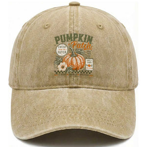 Vintage Pumpkin Patch Farm Fresh Washed Cotton Baseball Cap Rustic Farmhouse Locally Grown Autumn Fall Gift