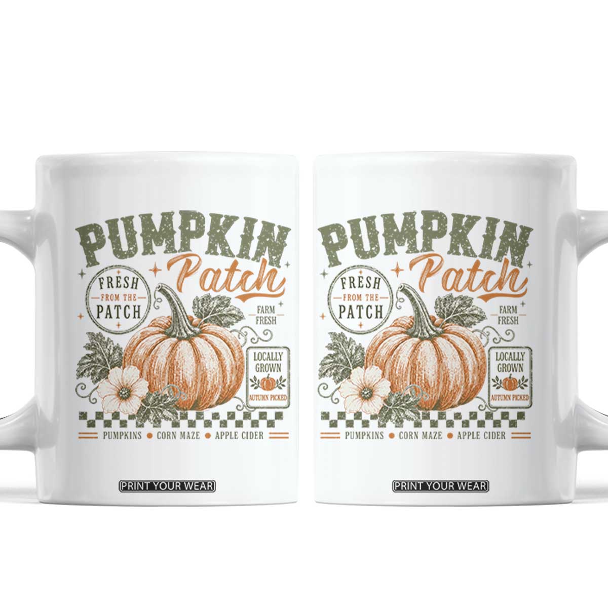 Vintage Pumpkin Patch Farm Fresh Coffee Mug Rustic Farmhouse Locally Grown Autumn Fall Gift