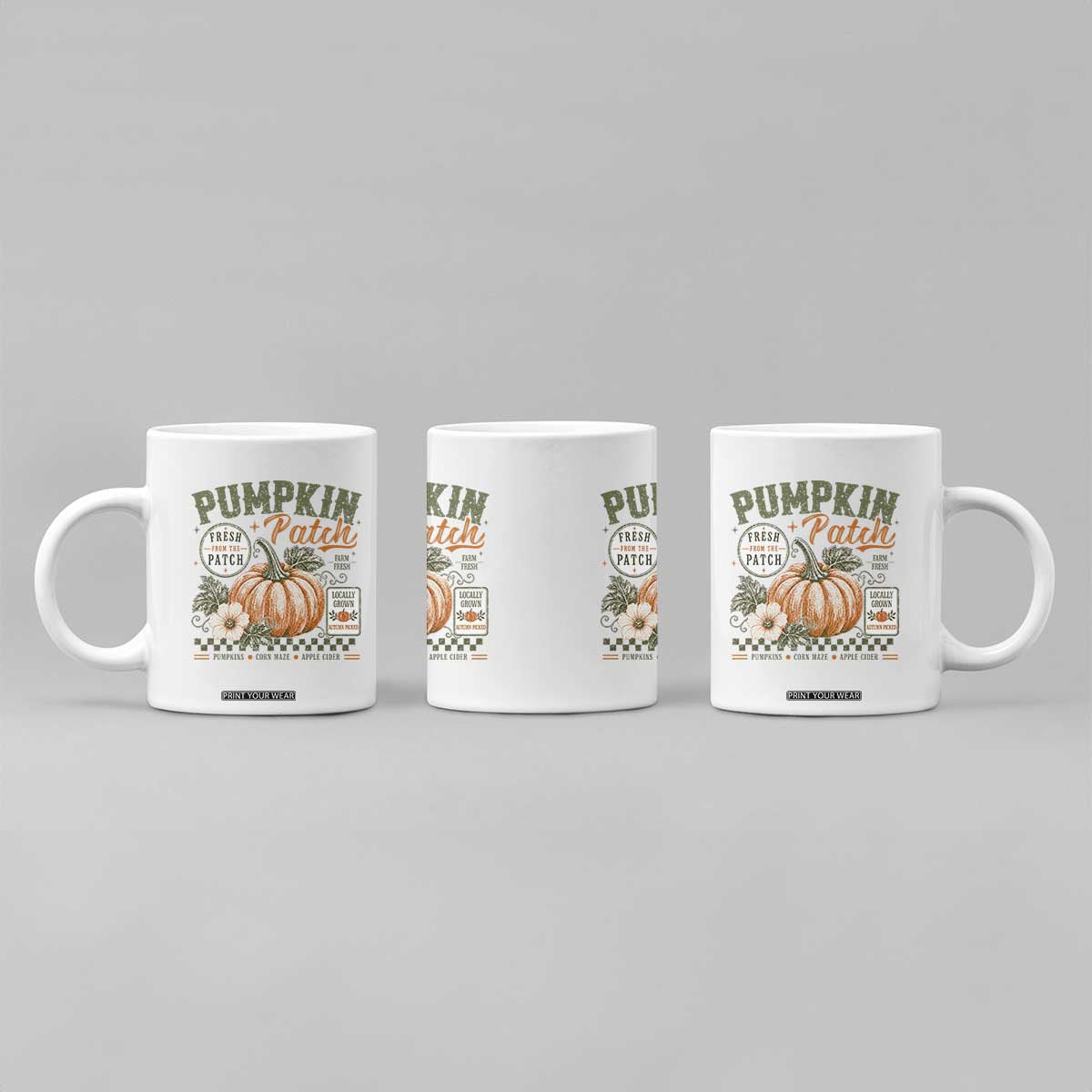 Vintage Pumpkin Patch Farm Fresh Coffee Mug Rustic Farmhouse Locally Grown Autumn Fall Gift