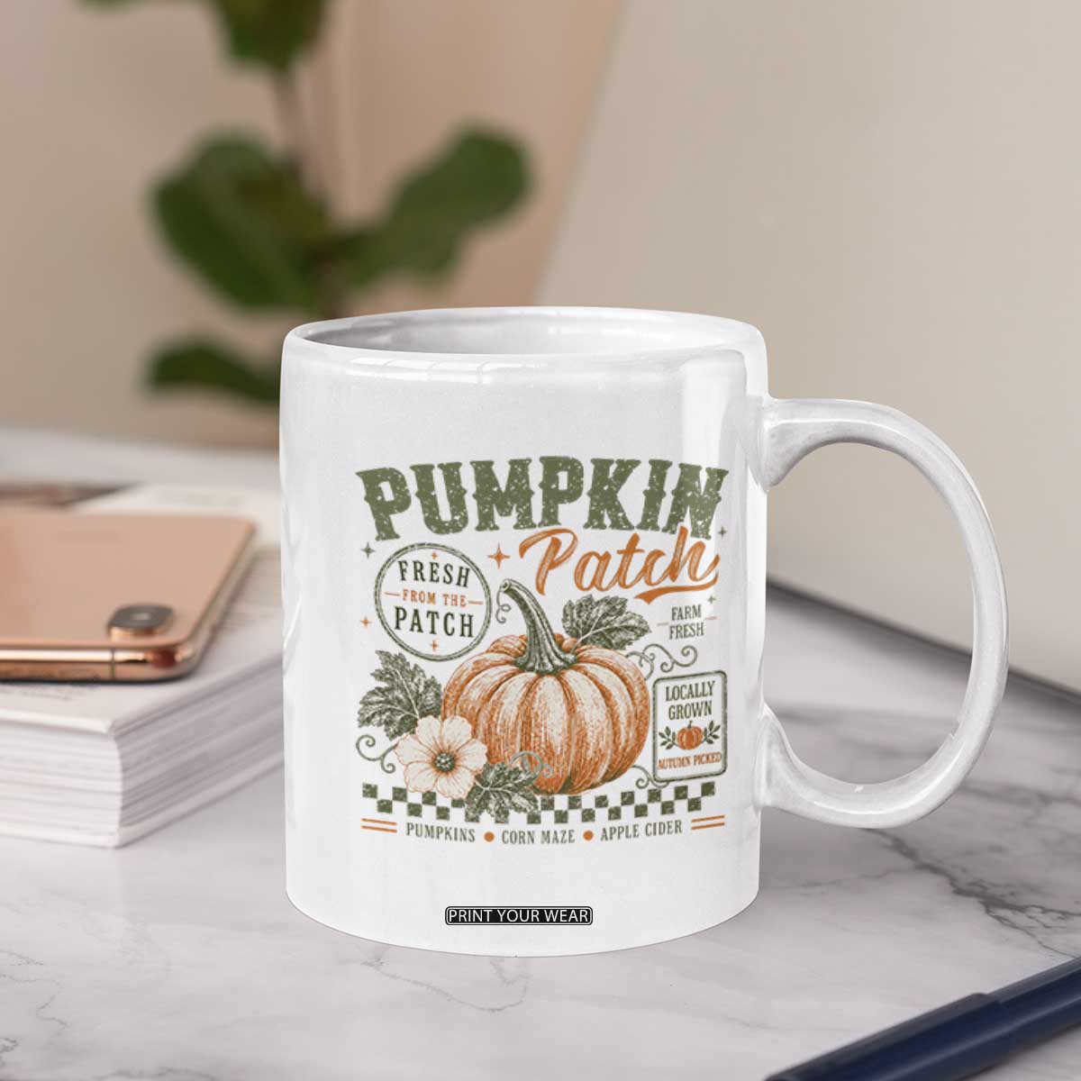 Vintage Pumpkin Patch Farm Fresh Coffee Mug Rustic Farmhouse Locally Grown Autumn Fall Gift