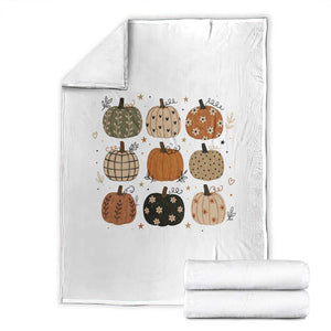 Aesthetic Boho Earthy Pumpkins Grid Throw Blanket Cute Fall Season Autumn Thanksgiving