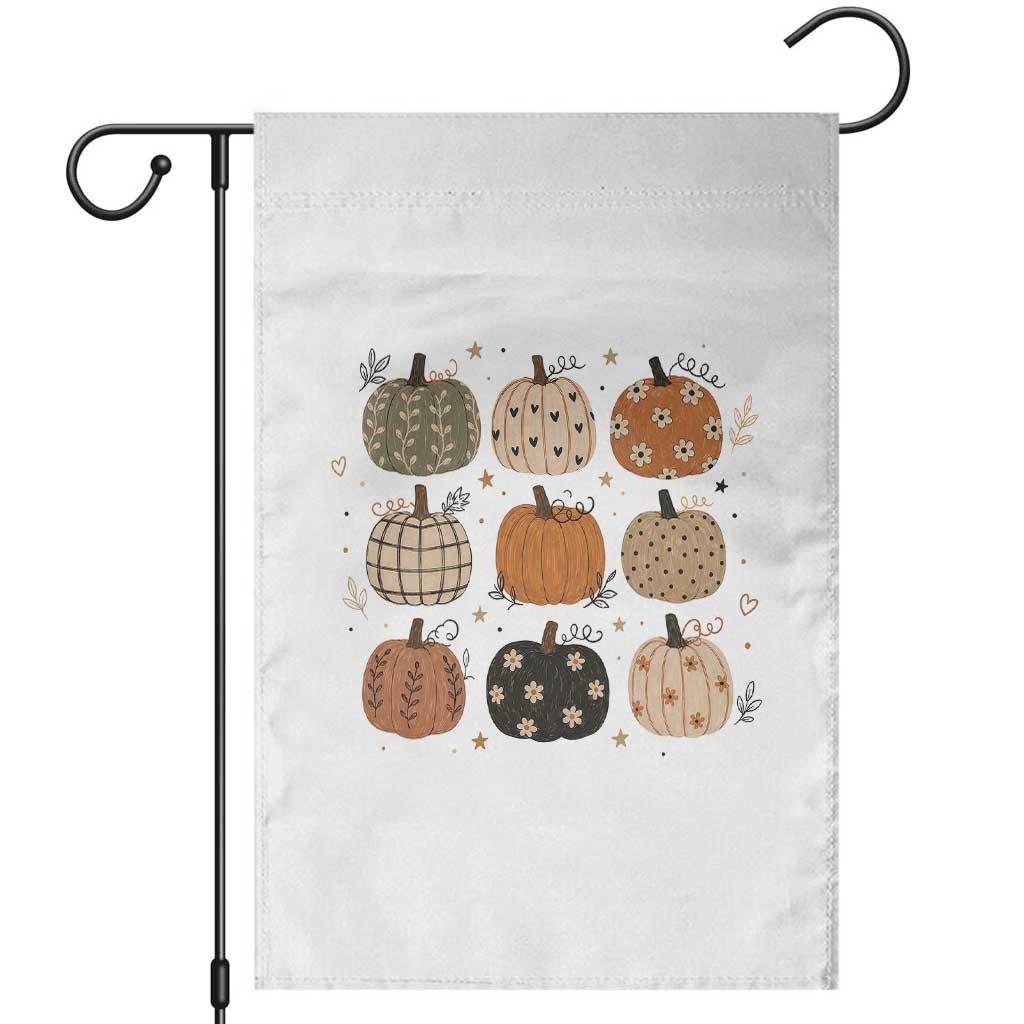 Aesthetic Boho Earthy Pumpkins Grid Garden Flag Cute Fall Season Autumn Thanksgiving